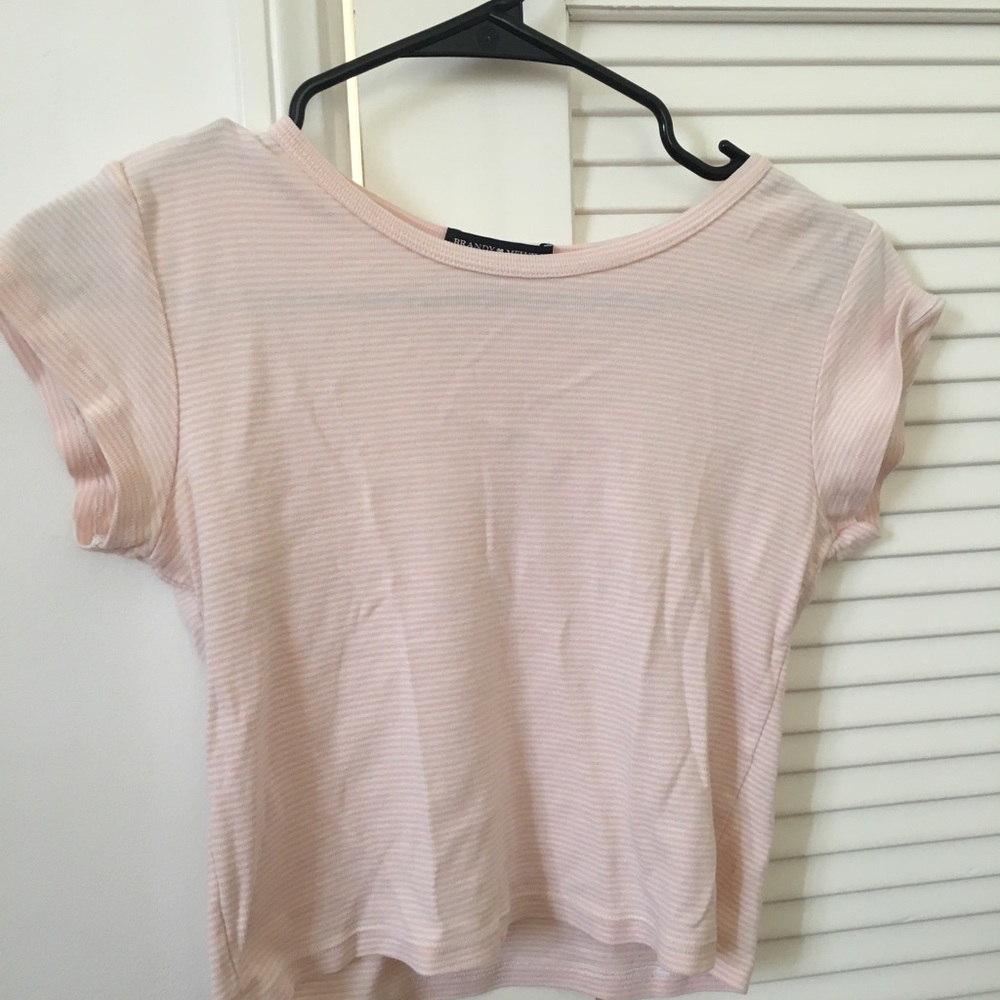 Light pink and white striped brandy Melville shirt